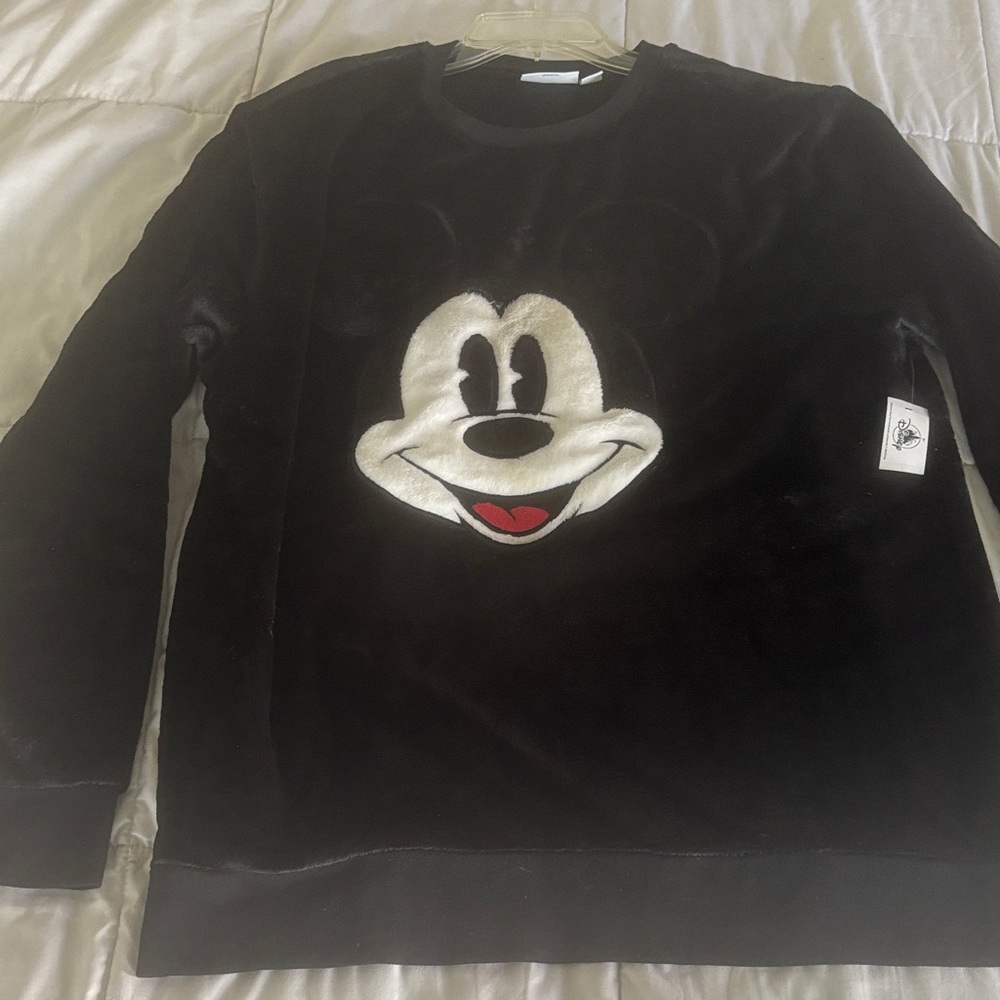 Disney Men's Black and White Mickey Mouse Crewneck Sweater